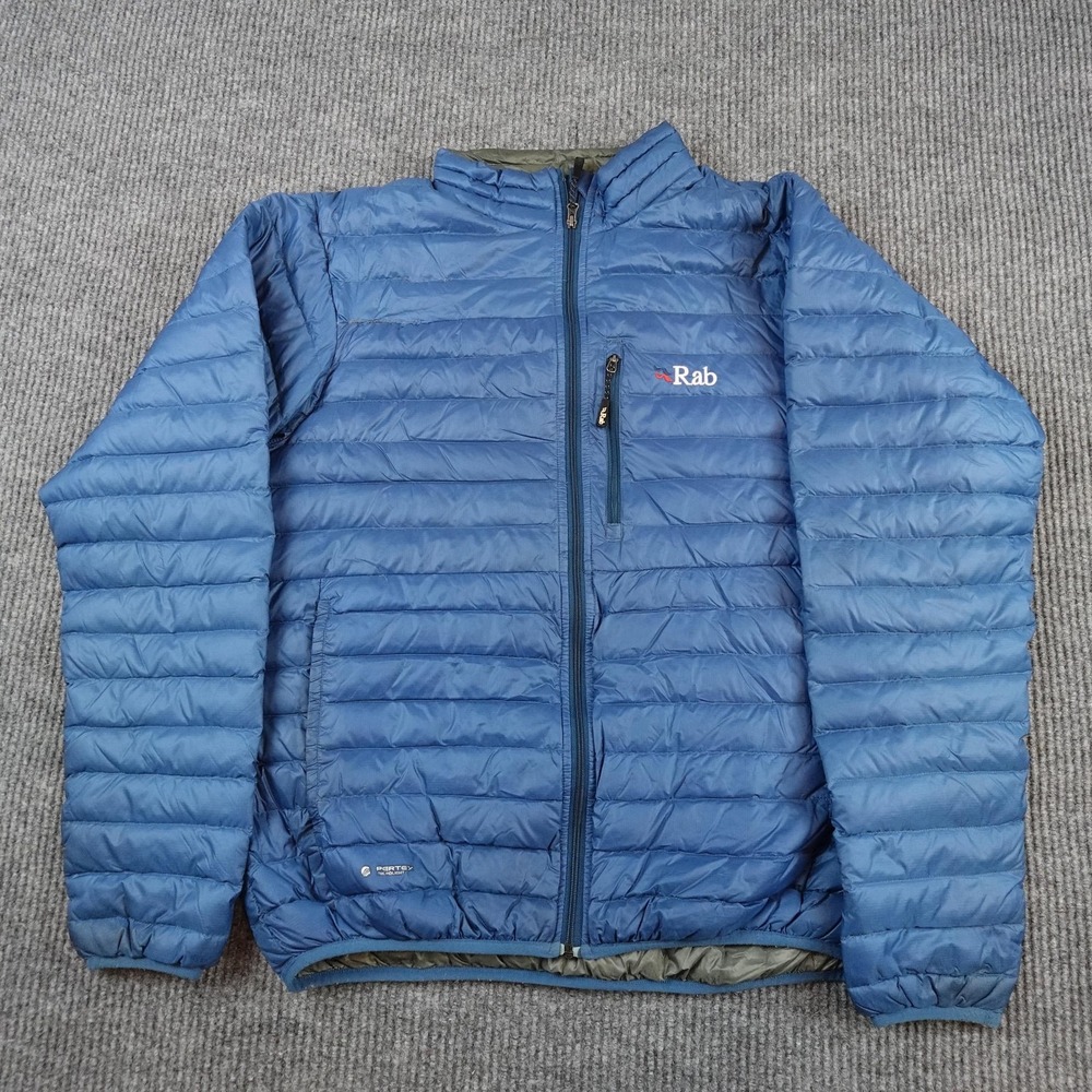 Rab Microlight Jacket Mens Large Blue Full Zip Down Insulated Hiking Lightweight